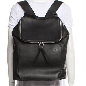 Authentic Black Leather Loewe Backpack